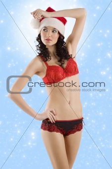 red and black lingerie and sexy santa claus