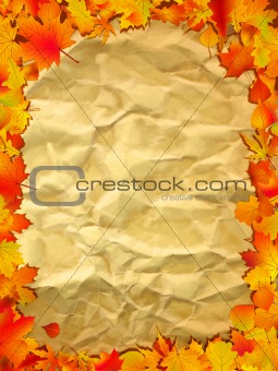 Autumn background on old paper.