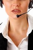 thoughtful  modern business woman with headset
