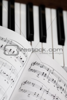 music sheet and piano