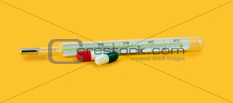 thermometer with pill