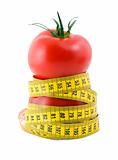 tomato and measuring tape diet concept