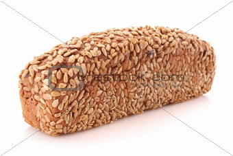 Bread with sunflower seeds isolated on white