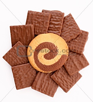 Chocolate cookie isolated on white