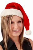 cute woman wearing santa hat