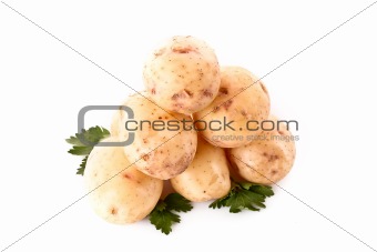 Few potatoes isolated on white