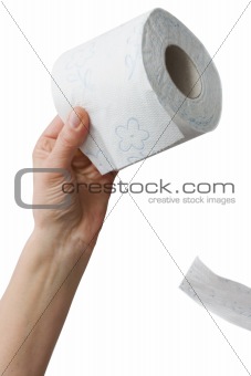 hand holding toilet paper
