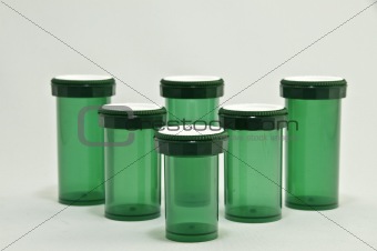 Five green medicine bottle