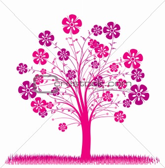 Tree spring background, vector