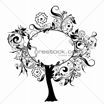 Decorative floral tree, vector