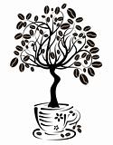 Coffee tree in a cup, vector
