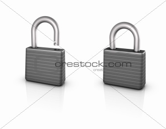 Opened and closed iron locks