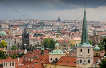 View of Prague in bad weather