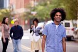Attractive African American male in a City Street