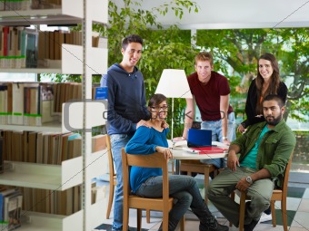 group of people in library