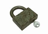 Old padlock with key