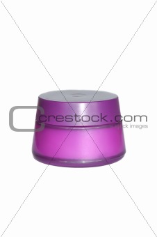 Skin cream in pink jar isolated on white