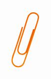 orange paper clip isolated on white background