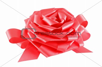 red ribbon bow isolated on white background