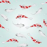 vector seamless background with koi carps
