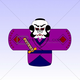 vector japanese cartoon samurai with a sword