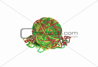 Color wool ball isolated on white background