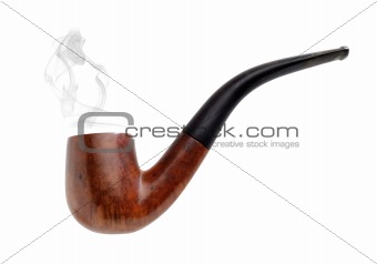 Pipe with smoke isolated on white background
