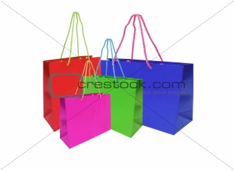 color shopping bags isolated on white