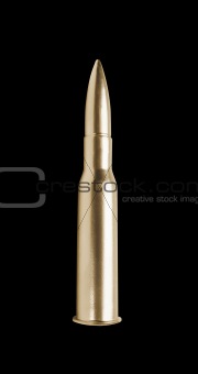 golden bullet isolated on black background