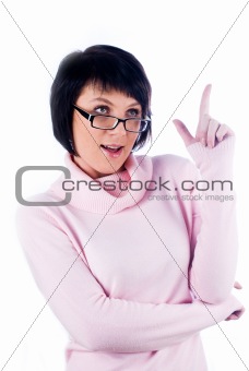 Woman pointing up