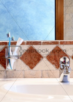 Detail of classic bathroom interior