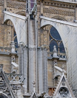 Close-up of the Buttresses of Notre Dame