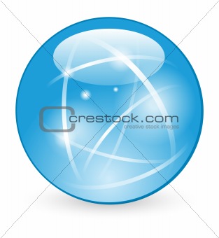 Glass light shine blue ball. Vector