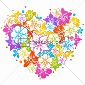Colorful floral heart