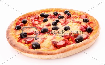 Tasty Italian pizza over white
