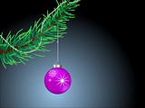 Branch of a Christmas tree with Christmas balls.