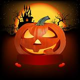 Vector halloween pumpkin with ribbon