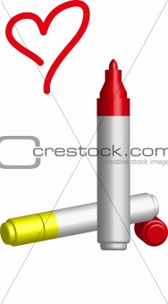 Red and yellow vector markers