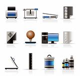 Realistic Print industry icons