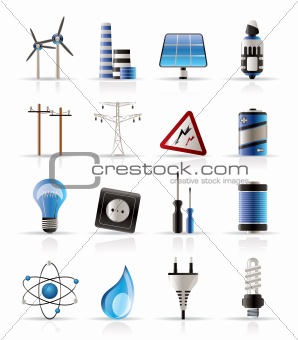 Electricity,  power and energy icons