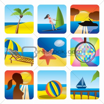 Holiday, Summer and Sea Icons