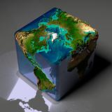 Cubic Earth with translucent ocean