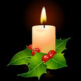 Vector Christmas candle and holly