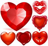 Vector set of Red Hearts