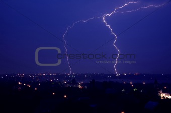 Thunder-storm over a city