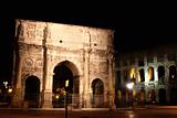 Arco de Constantino and Colosseum in Rome, Italy