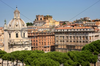Traian column and Santa Maria di Loreto, Rome, Italiy