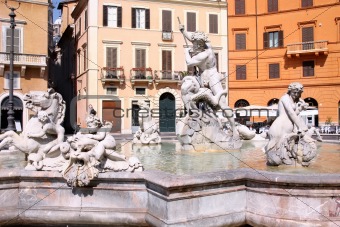 Piazza Navona, Neptune Fountain in Rome