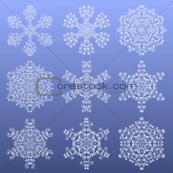 Set of a snowflakes. Vector illustration.