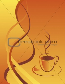 A cup of hot black coffee